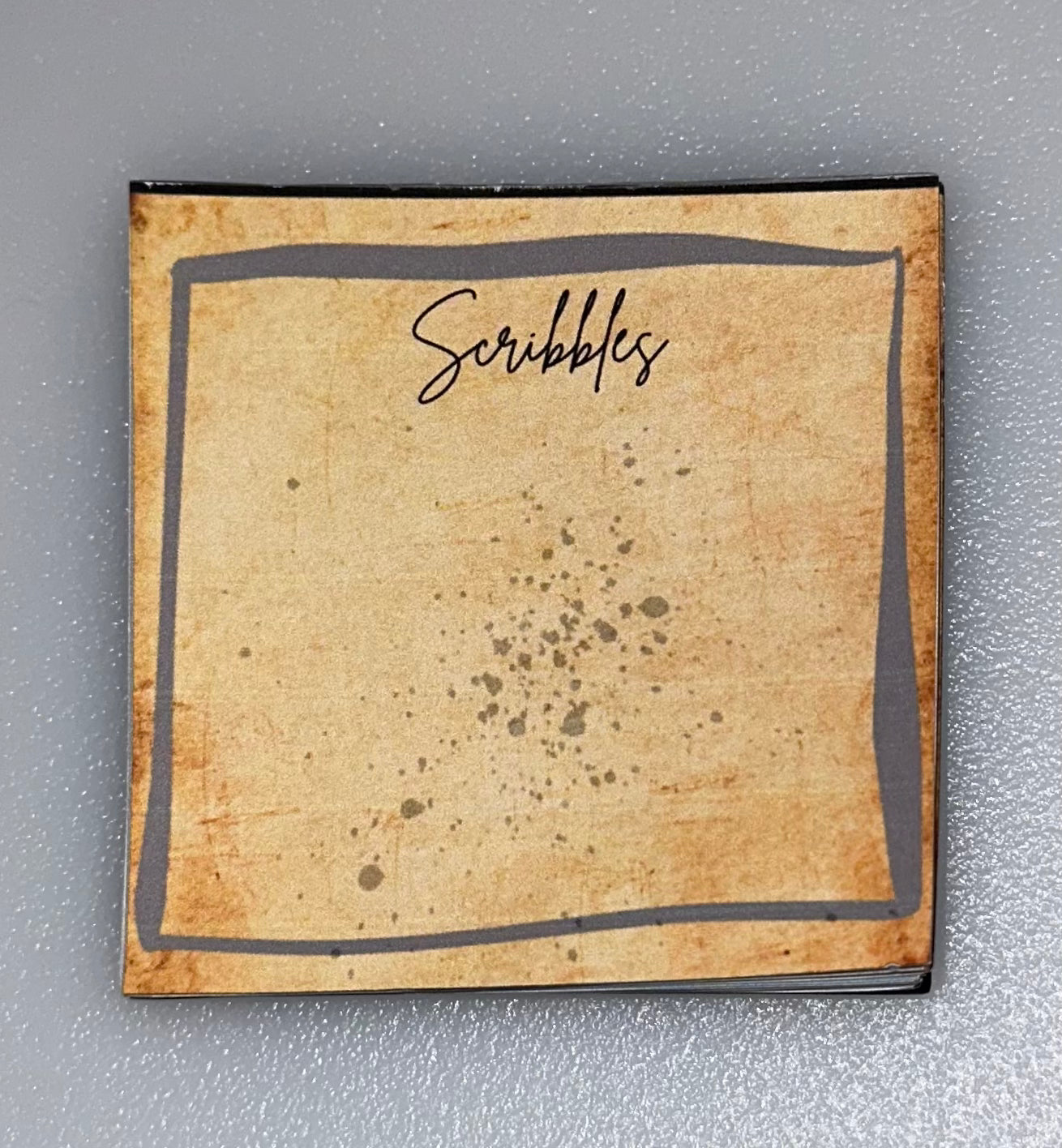 Mini notes with rustic scribble design on aged looking spell paper